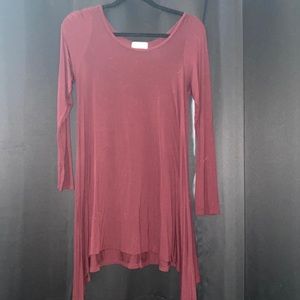 Maroon long t-shirt dress